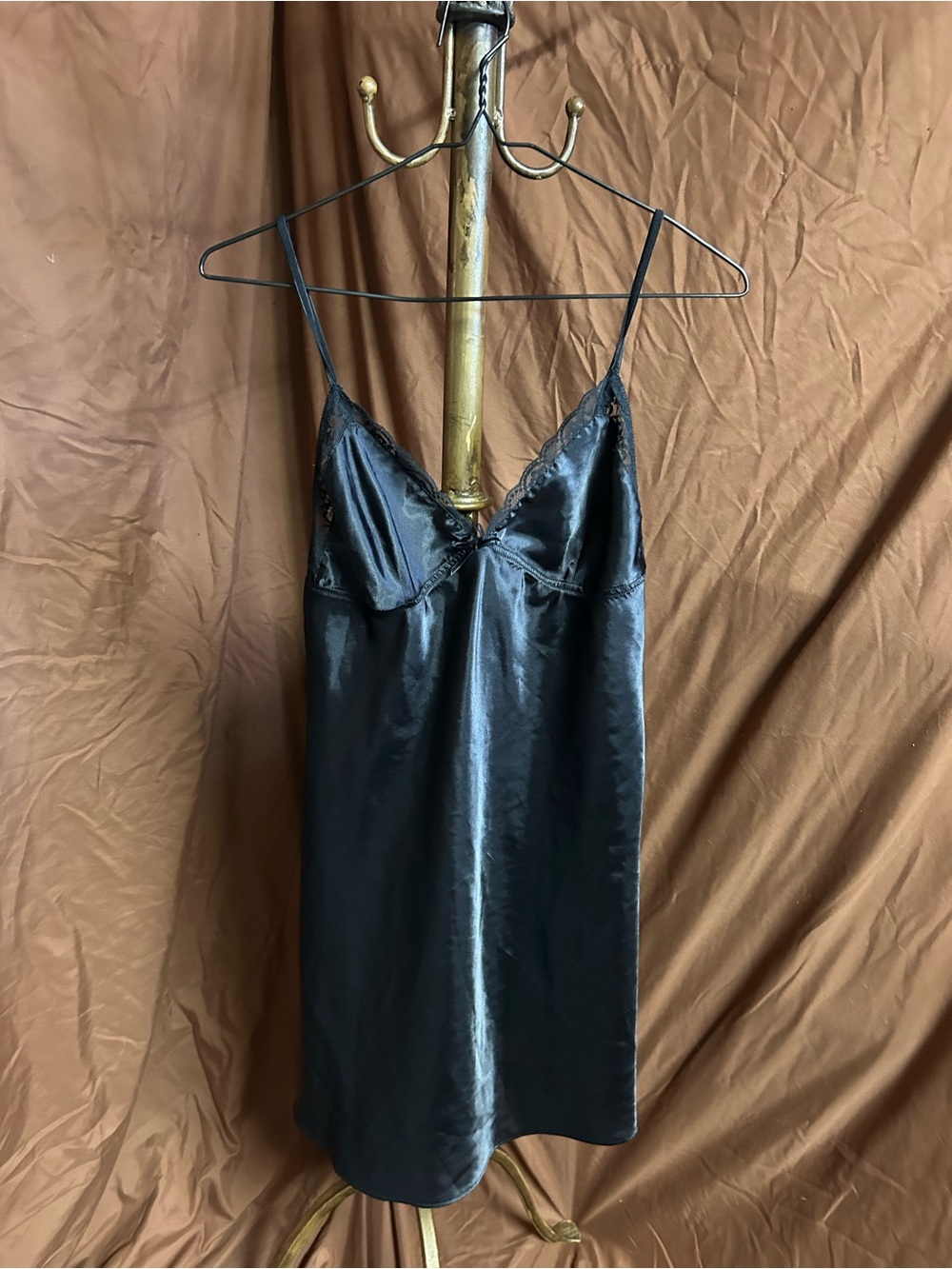 Silky Lace Trim Slip Dress